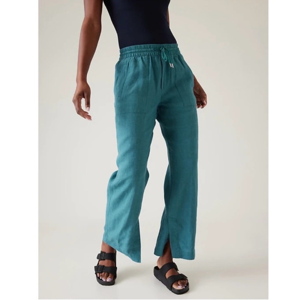 Athleta Teal Wide-Leg Drawstring Pants